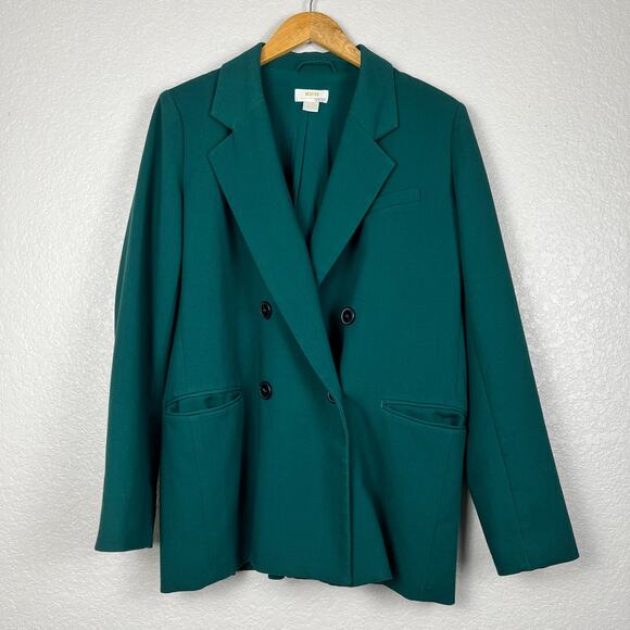 Anthropologie Jackets & Blazers - Maeve Womens Size 4 Dark Green Double Breasted Lined Blazer Classic Contemporary